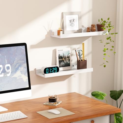 upsimples Floating Shelves Set of 6 White Wall Mounted Decor