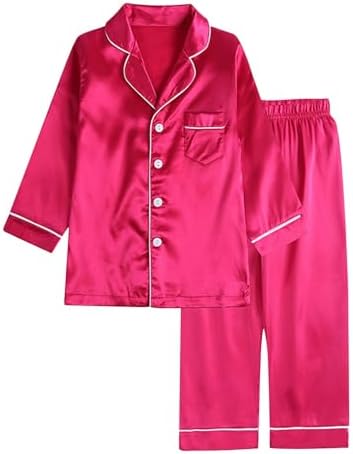 Unisex Satin Pajamas Set for Kids - Soft Breathable Machine Washable
