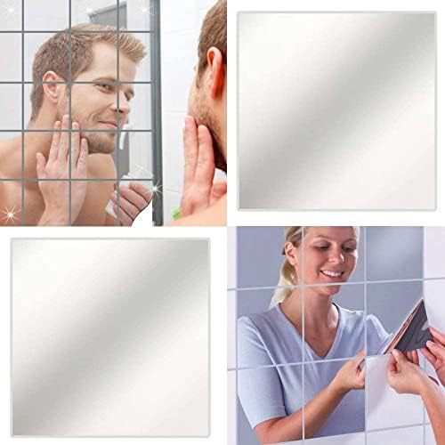 18Pcs Acrylic Mirror Tiles Self-Adhesive Removable Wall Stickers