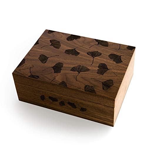 Ginkgo Leaves Wood Keepsake Box for Personalized Gifts