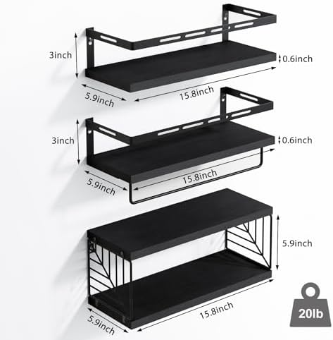 Fixwal 31 Tier Bathroom Floating Shelf with Towel Bar