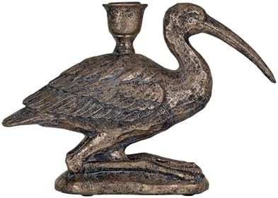 Creative Co-Op Decorative Resin Bird Taper Holder Distressed Gold