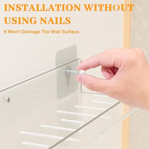 4-Pack Floating Shelves Wall Storage with Adhesive Hooks