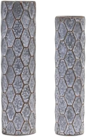 Melrose Honeycomb Metal Taper Candle Holder - Set of 2