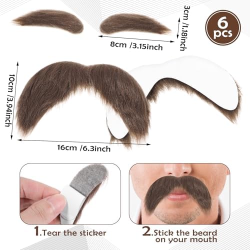 2 Sets Fake Mustache and Eyebrows for Costume