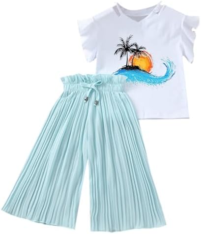 Toddler Girls Summer Sunflower Chiffon Ruched Outfit Set