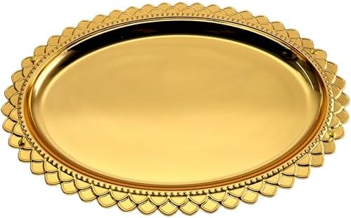 Pack of 2 171x125 Inch Oval Gold Plated Serving Trays
