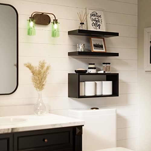 RICHER HOUSE 3 Piece Black Floating Shelves Set