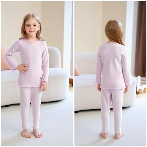 Deuerr Girls Thermal Underwear Set with Ruffle Trim 1