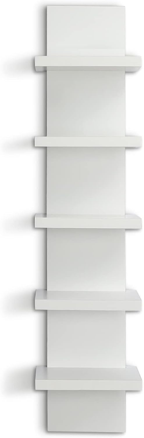 Bloddream 5 Tier Floating Wall Shelves White 31 x 72 x 55
