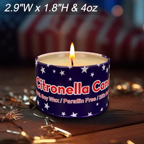 4 Pack 4 Oz 25 Hour Citronella Candles with National Flag Design
