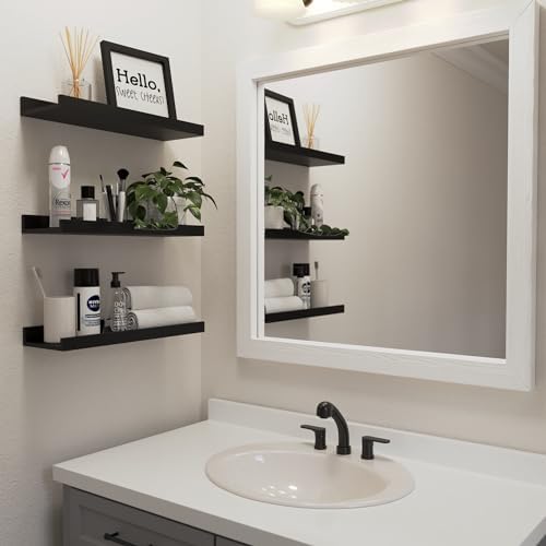 DOLLFIO Floating Shelves Set of 6 Black Wall Shelves