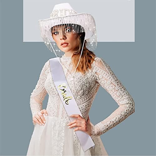 Handmade Bride Hat with Fringe and Shoulder Strap Set 1