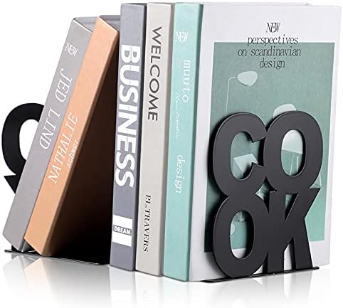 Hotop Black Decorative Bookends for Kitchen and Bookshelves