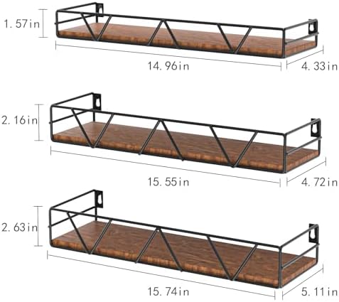 Amaoot Floating Shelves Set of 3 - Black