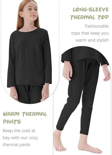 Resinta 3 Girls Thermal Underwear Set Winter Warm Pajamas