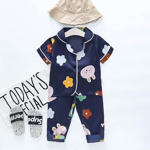 Boys Girls Summer Outfits 2Pcs Silk Satin Shirts with Shorts