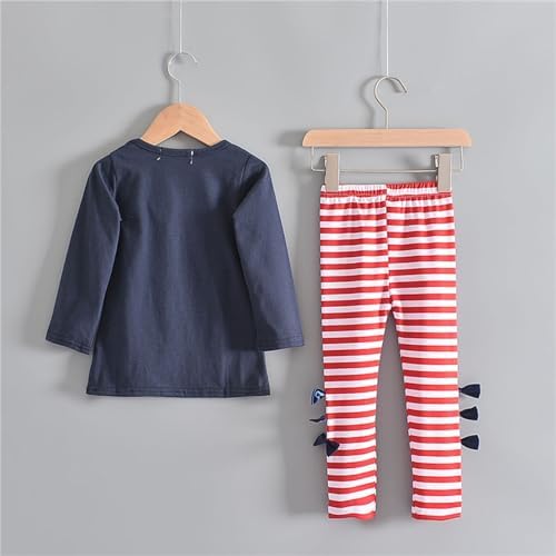 Baby Toddler Girls Winter Clothes Set with Bow Shirts and Stripe Pants