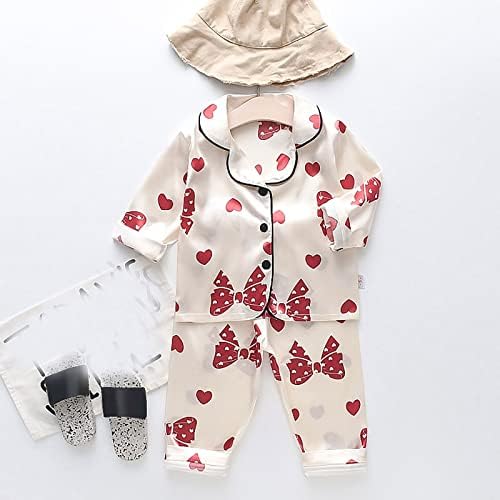 Toddler Girl Button Down Shirts Set Silk Satin 2PCS