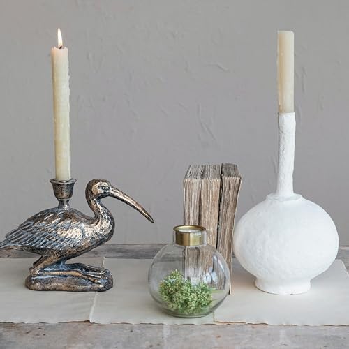 Creative Co-Op Decorative Resin Bird Taper Holder Distressed Gold