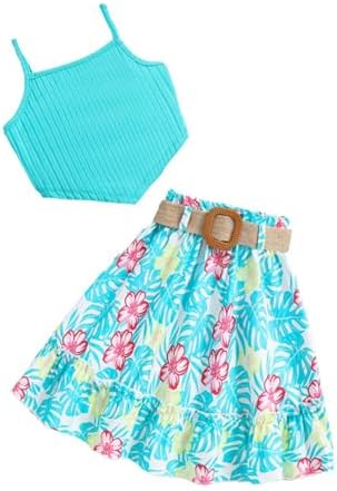2024 Summer Girls Clothing Half Skirt Top Printed Set