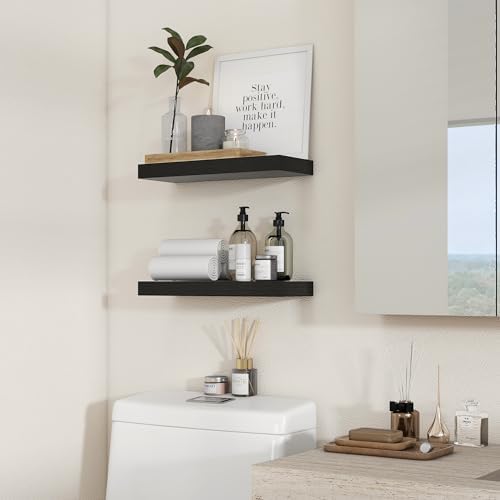 Heimlove 16 inch Black Floating Shelves Set of 2