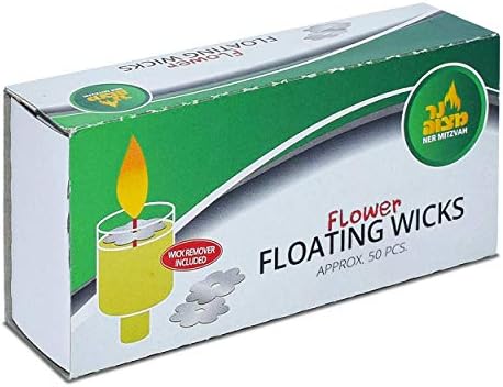 Ner Mitzvah Flower Shaped Floating Wicks - 50 Count