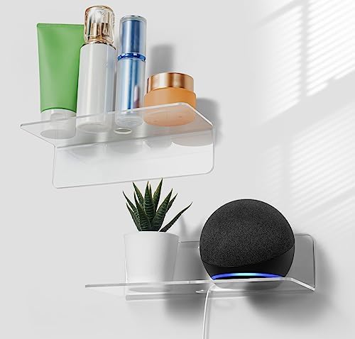 OAPRIRE Clear Floating Shelves Set of 2 - Non-Damaging Stylish Wall Storage