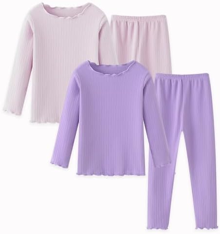 Deuerr Girls Thermal Underwear Set with Ruffle Trim 1