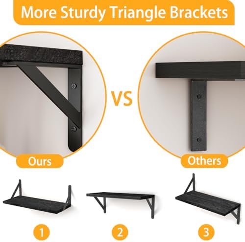 YGEOMER Floating Shelves Set of 4 Black Wall Shelves