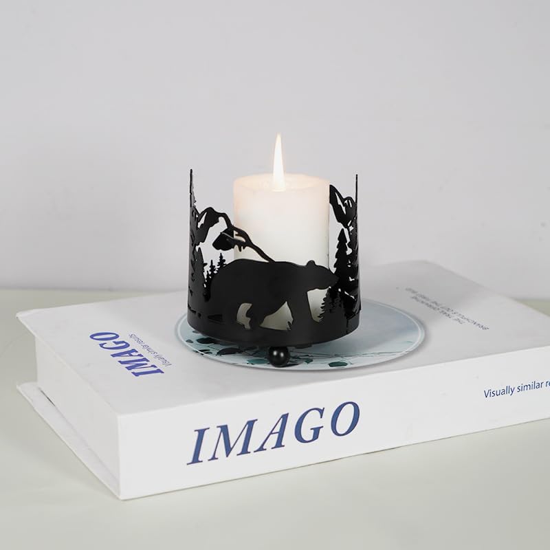 iobiotio Bear and Forest Candlestick Holder