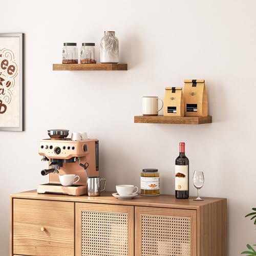 HOOBRO Floating Shelves Set of 2 Rustic Brown