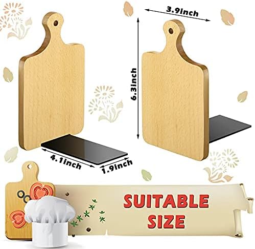 Jetec Wood Bookends with Kitchen Cutting Board Design