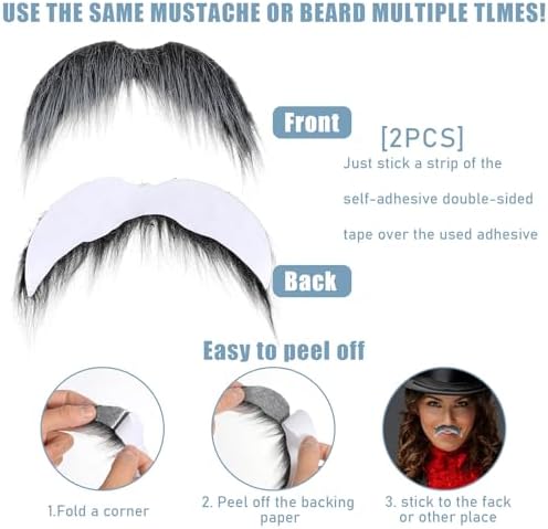 Tucnoeu 2Pcs Realistic Fake Mustaches for Halloween and Cosplay 1