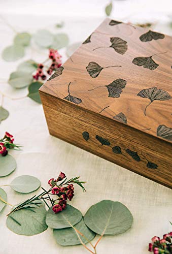 Ginkgo Leaves Wood Keepsake Box for Personalized Gifts