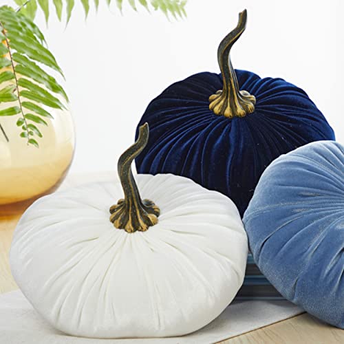 Set of 3 Velvet Pumpkins Baby Shower Decor