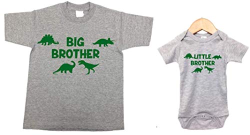Big Little Brother Dinosaur Shirt Set for Toddler Boys 1