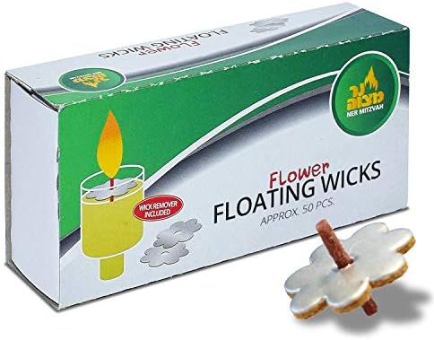 Ner Mitzvah Flower Shaped Floating Wicks - 50 Count