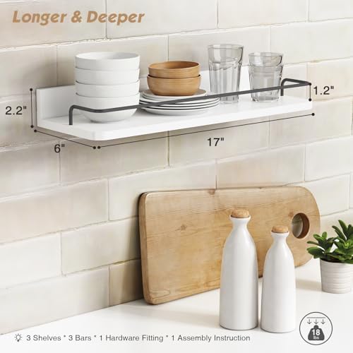 Forbena Floating Shelves Set of 3 Modern Wood Bathroom Storage