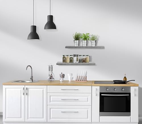 Sorbus Rustic Grey Floating Shelves 24x9 Inch 2 Pack