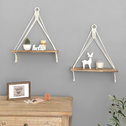 Mkono Macrame Floating Shelf Set of 2 Boho Wall Decor