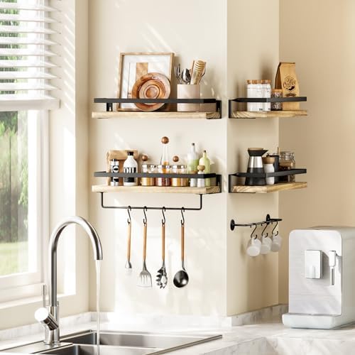 AMADA Bathroom Shelves Set of 2 with Towel Bar