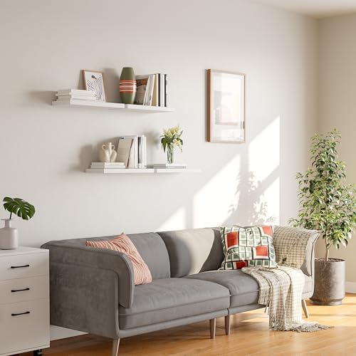 YUFLINX Floating Shelves 16 Rustic Wood Wall Shelf Set of 4