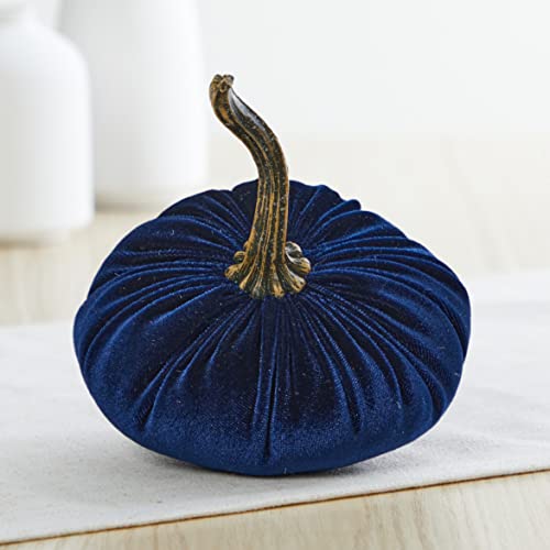 Set of 4 Small Velvet Pumpkins for Home Decor