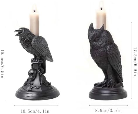 Gothic Owl and Crow Candle Holders 2PCS