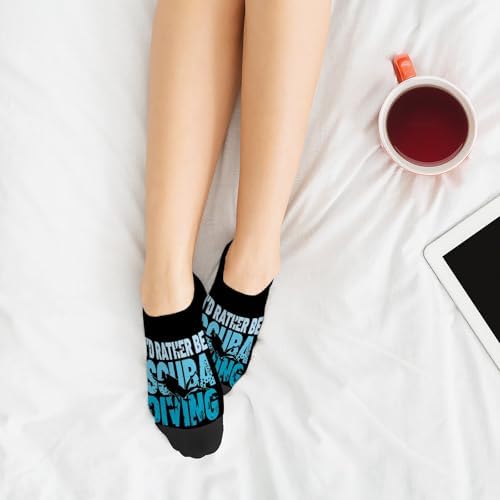Id Rather Be Scubas Diving Blue Mens Ankle Socks