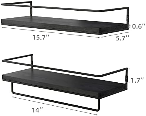 ZGO Floating Shelves Set of 2 with Towel Rack