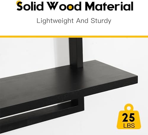 PHOENANCEE Square Floating Shelves Black Set of 2