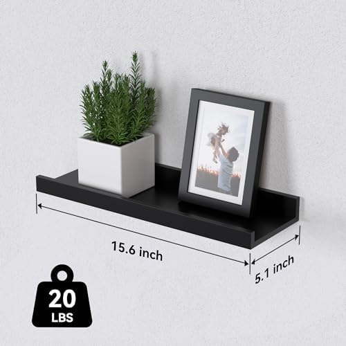 DOLLFIO Floating Shelves Set of 6 Black Wall Shelves