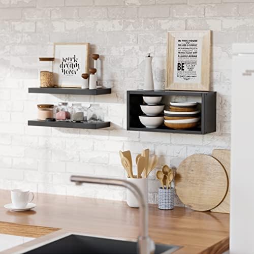 RICHER HOUSE 3 Piece Black Floating Shelves Set